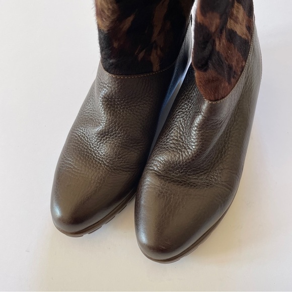 Gucci Brown & Tan Calf Hair Leather Boots - Picture 10 of 11